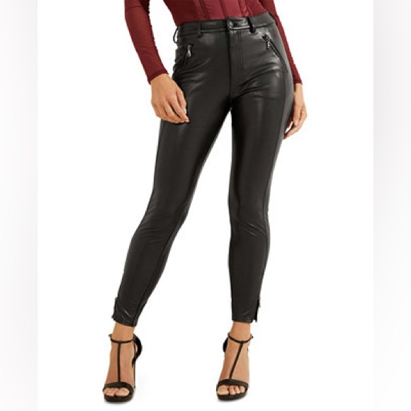 Guess Black Leather Skinny Pants - Picture 1 of 10